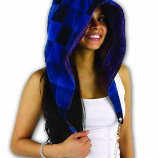 REVERSIBLE BURNER HOOD IN PATCHWORK CORDUROY.
