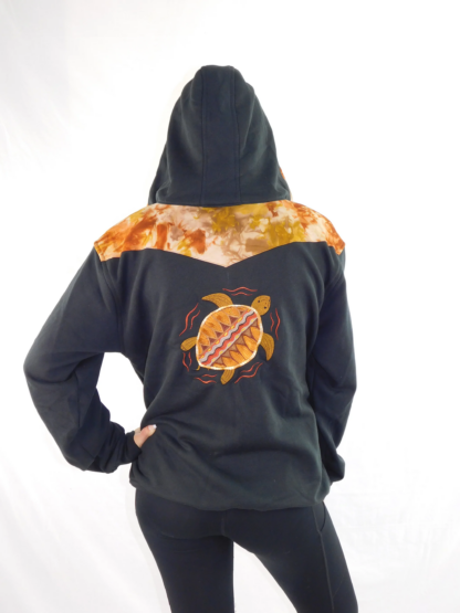 HOODED TERRAPIN FLEECE JACKET TIE-DYED AND EMBROIDERED