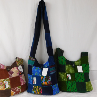 THE 'ERIKA' BAG, IN PATCHWORK CORDUROY AND BROCADED FABRIC