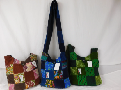 THE 'ERIKA' BAG, IN PATCHWORK CORDUROY AND BROCADED FABRIC
