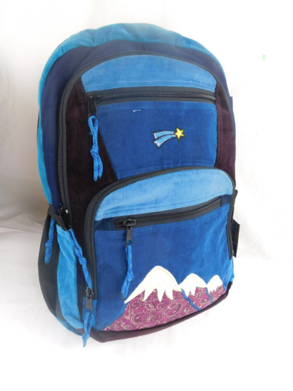 PATCHWORK CORDUROY BACKPACK WITH MOUNTAIN APPLIQUE - LARGE - Image 2