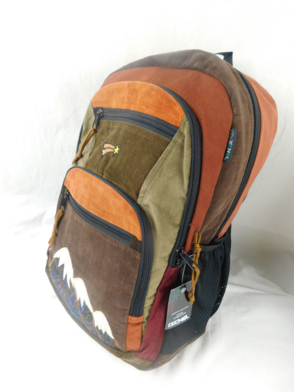 PATCHWORK CORDUROY BACKPACK WITH MOUNTAIN APPLIQUE - LARGE - Image 3
