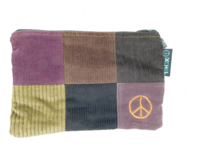 PATCHWORK ZIPPER CHANGE PURSE WITH PEACE SIGN - Image 4