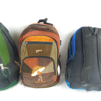 PATCHWORK CORDUROY BACKPACK WITH MUSHROOM APPLIQUE (LARGE)