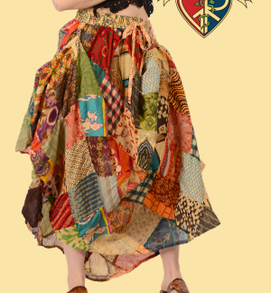 Festy Style Diamond Patchwork Finger Loops Skirt