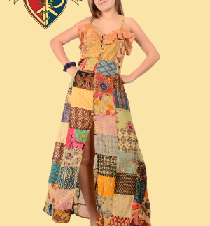 Little Wing Patchwork Printed Button-Up Sundress