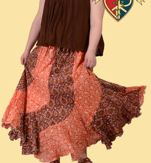 FESTIVAL GODDESS XL PRINTED COTTON SWIRL-STYLE PATCHWORK SKIRT