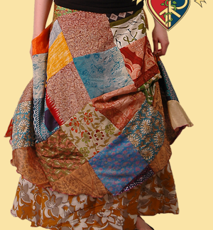 REVERSIBLE PATCHWORK SILK LIKE WRAP SKIRT / DRESS