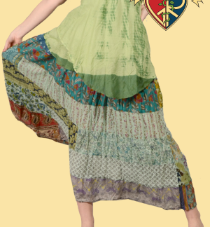 OVERDYED TIERED COTTON SKIRT