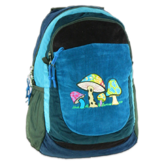 SPORT PACK IN COTTON CORDUROY & DENIM WITH MUSHROOM EMBROIDERY
