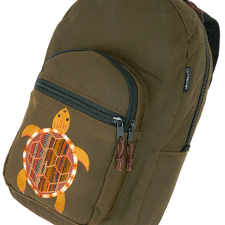 DENIM BACKPACK WITH IKAT TERRAPIN EMBROIDERY (MEDIUM)